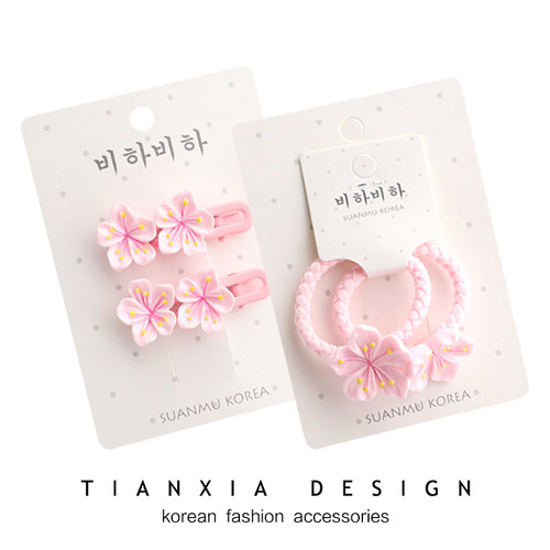 其他韩版女粉色花朵发夹发圈