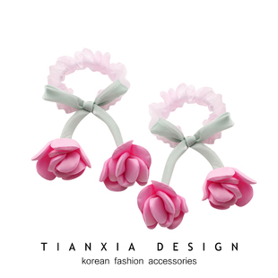 韩国儿童花朵流苏蝴蝶结肠圈女孩公主扎丸子头发圈不伤发皮筋头饰