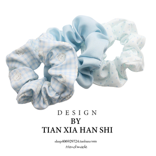 韩国 ins儿童拼色大肠发圈可爱卡通布艺发绳女童波点套装发圈头饰