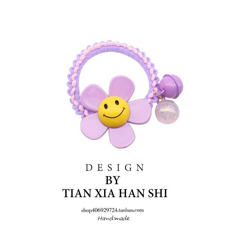 韩国儿童花朵笑脸发圈女童高马尾弹力高橡皮筋可爱铃铛发圈头饰潮