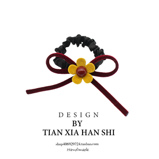 韩国儿童秋冬花朵丝绒蝴蝶结扎马尾发圈小女孩公主扎发头绳不伤发