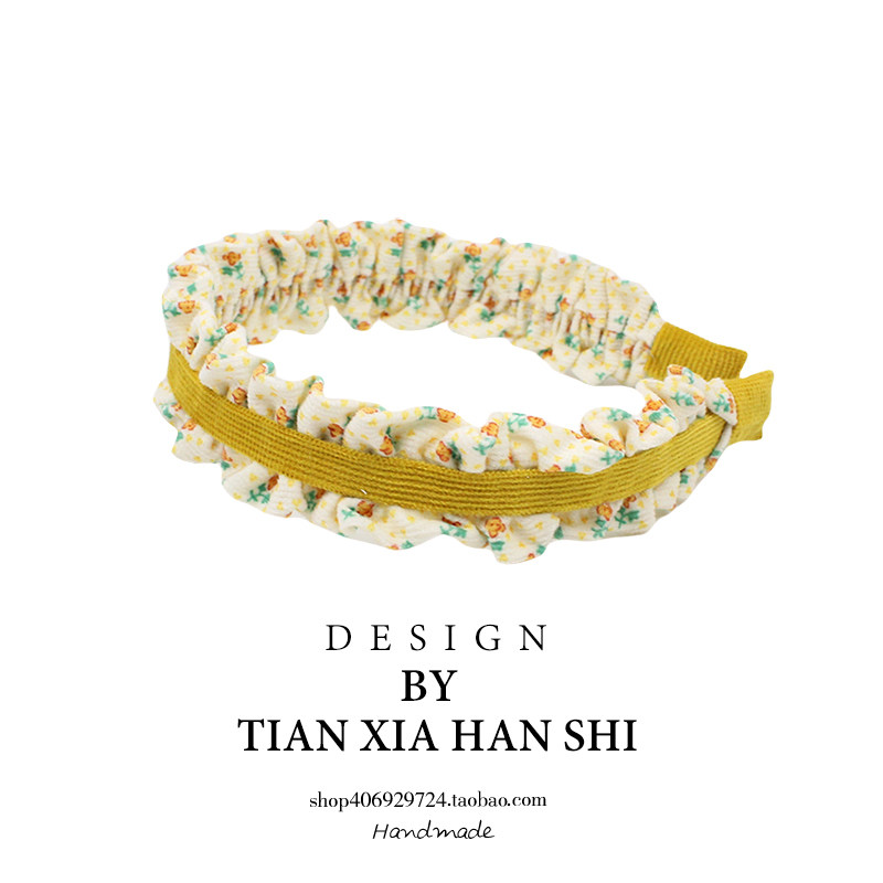 韩国儿童小雏菊碎花头箍宝宝不伤发宽边发卡秋冬蝴蝶结花边发箍潮