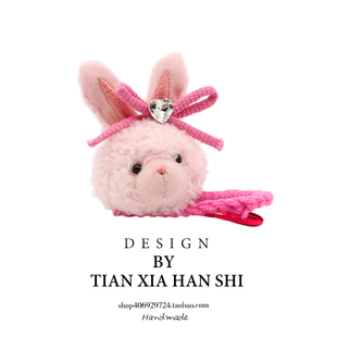 韩国儿童立体兔子小熊针织发夹宝毛绒发卡闪钻蝴蝶结甜美可爱头饰