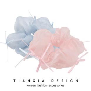 韩国儿童欧根纱大肠圈蝴蝶结发圈小女孩粉嫩公主头绳不伤发头饰潮