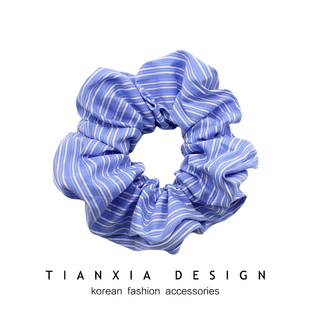 韩国儿童条纹蓝色大肠圈女童公主夏季小清新头绳简约发圈不伤发潮