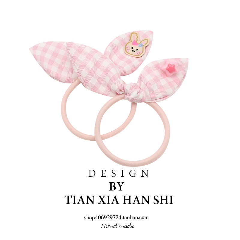 韩国儿童卡通蝴蝶结耳朵发圈小女孩兔子小熊头绳橡皮筋格子小清新,童装/婴儿装/亲子装,发饰,淘宝优惠券,粉丝福利购,淘宝优惠卷