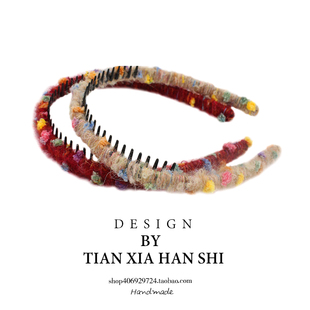 韩国儿童毛绒发箍防滑齿轮细头箍女童碎发刘海发卡秋冬简约头饰潮