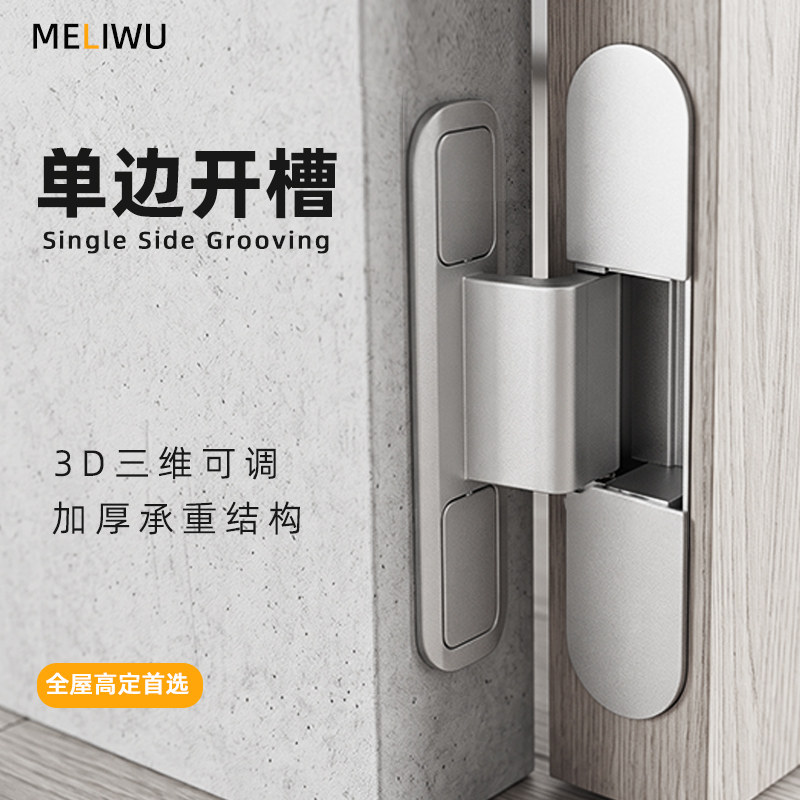 单边开槽三维可调铰链木门合页图片