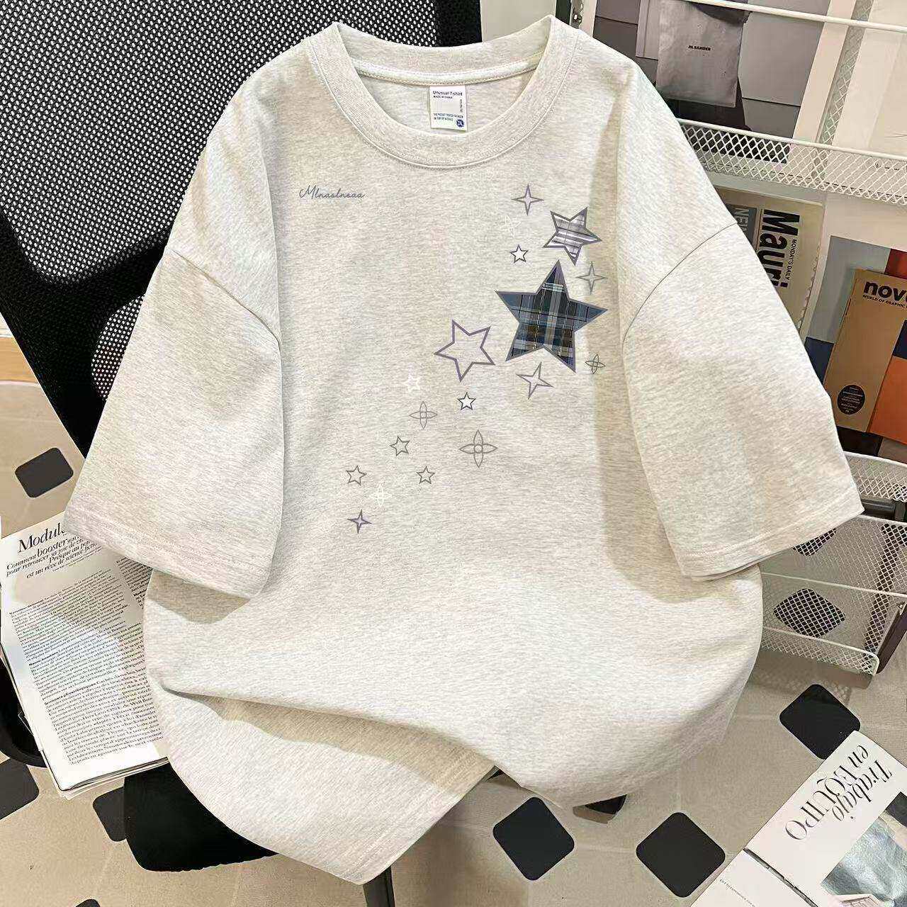 春季新款中大童开学衣服短袖2026洋气纯棉T恤上衣宽松百搭男女童