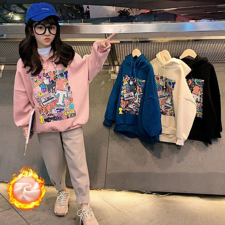 女童加绒卫衣韩版洋气宽松