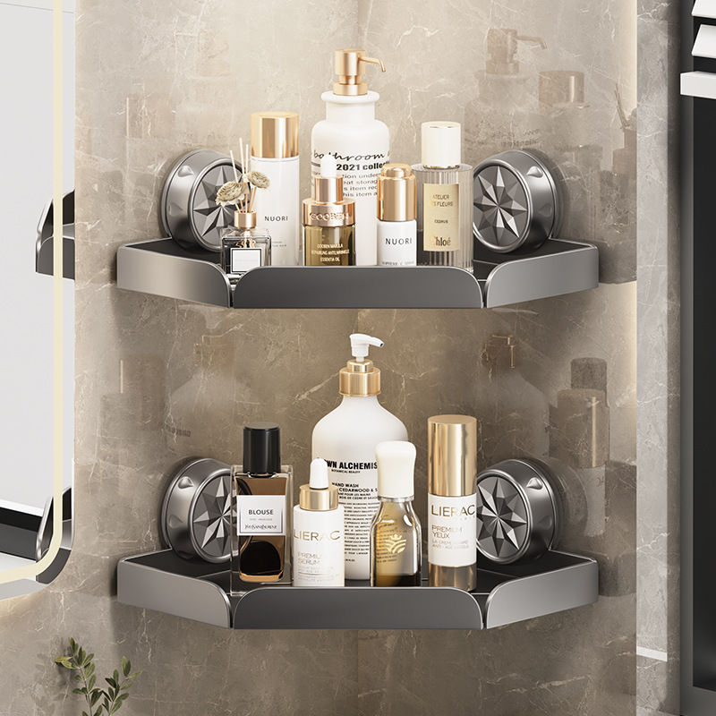 卫生间吸盘三角置物架浴室免打孔收纳洗漱台浴室墙上壁挂