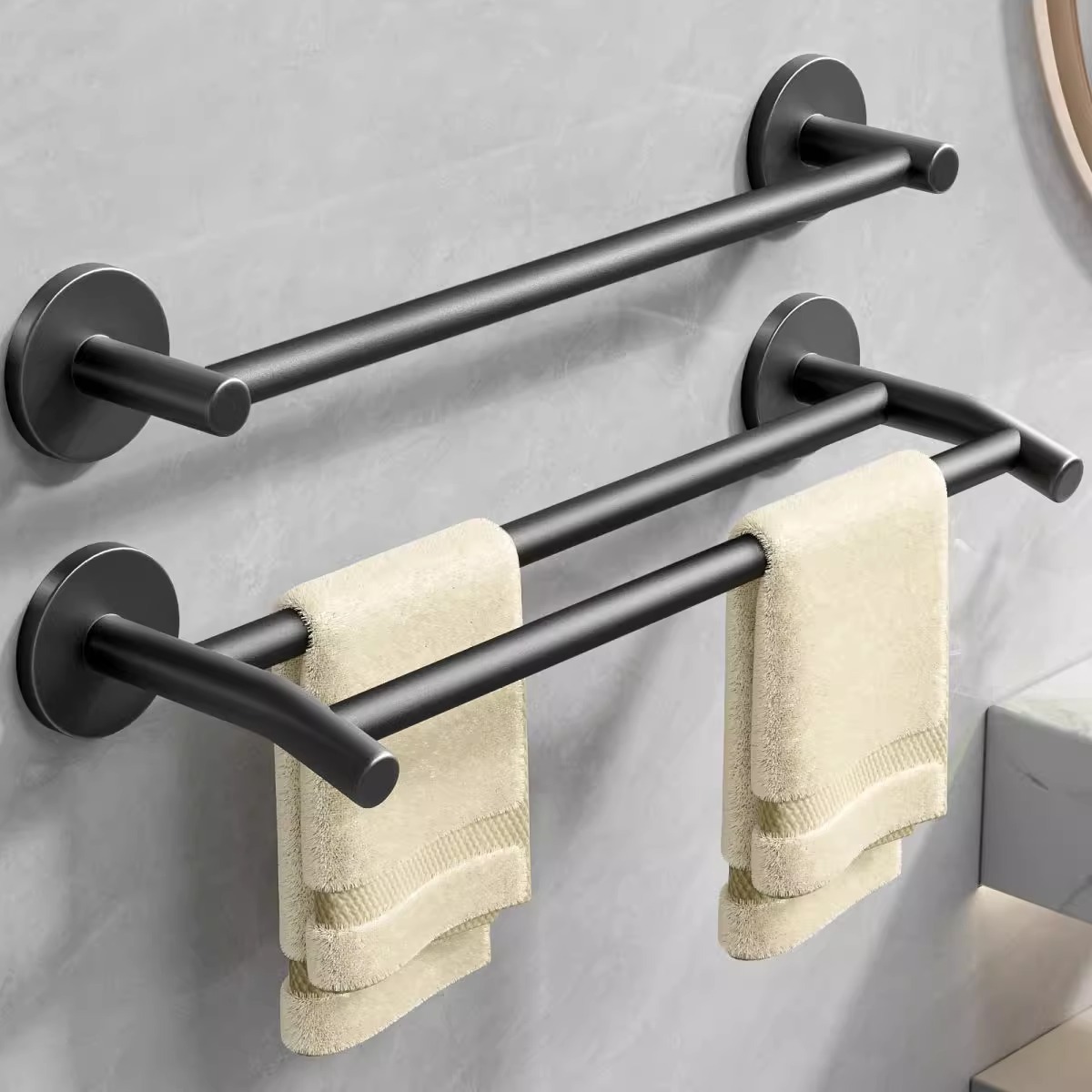 毛巾架免打孔卫生间置物架浴巾壁挂挂架单杆【清库处理】