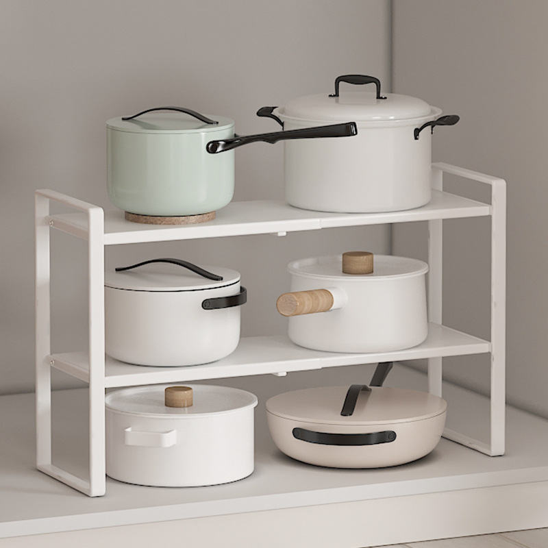 可伸缩厨房置物架台面橱柜隔板分层架柜内调料收纳锅架桌面小架子