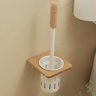 马桶刷家用无死角卫生间厕所刷子架壁挂式简约日式原木奶油风实木