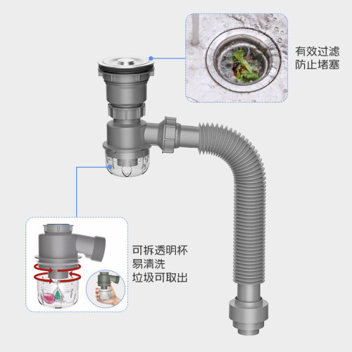 适配九牧 厨房阳台柜通用款下水器套裝洗衣池防漏防堵下水管葫芦