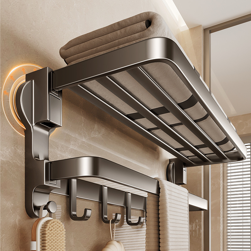 吸盘毛巾架免打孔卫生间置物架浴室淋浴房壁挂式浴巾置物收纳架子