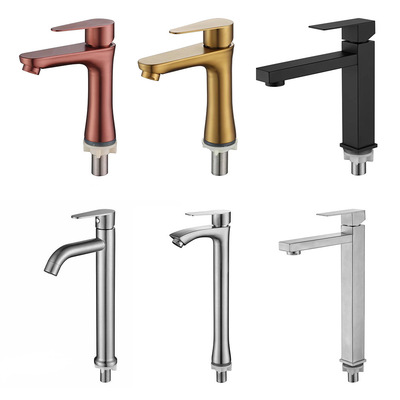 304不锈钢面盆水龙头四方阳台洗手池浴室柜单冷龙头洗脸盆