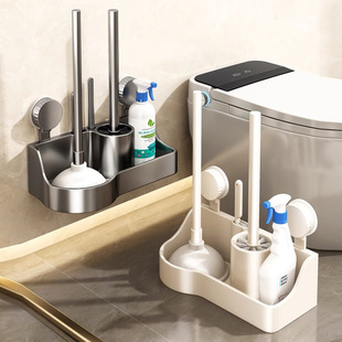 吸盘马桶刷置物架家用无死角2025新款厕所刷子卫生间马桶刷子套装