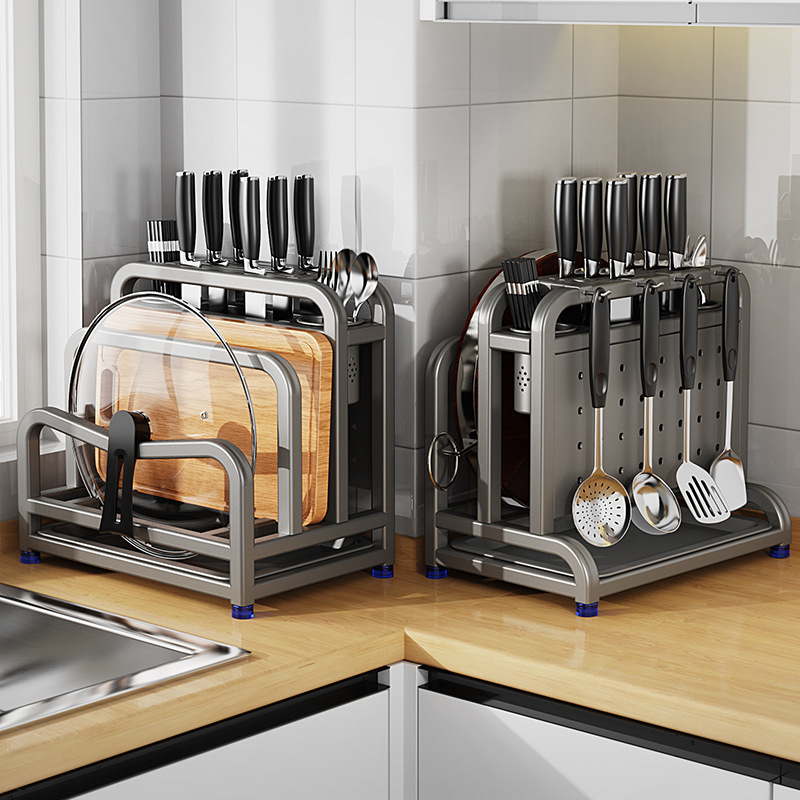 不锈钢刀架厨房刀架置物架砧菜板刀具筷子笼一体收纳架