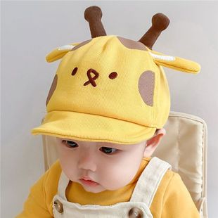 婴儿帽子春秋季 鸭舌帽男女宝宝棒球帽可爱灯芯绒太阳帽儿童遮阳帽