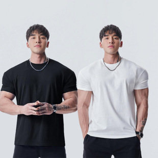 美式潮ins运动健身短袖t恤男夏季修身收袖口撸铁训练显壮手臂百搭