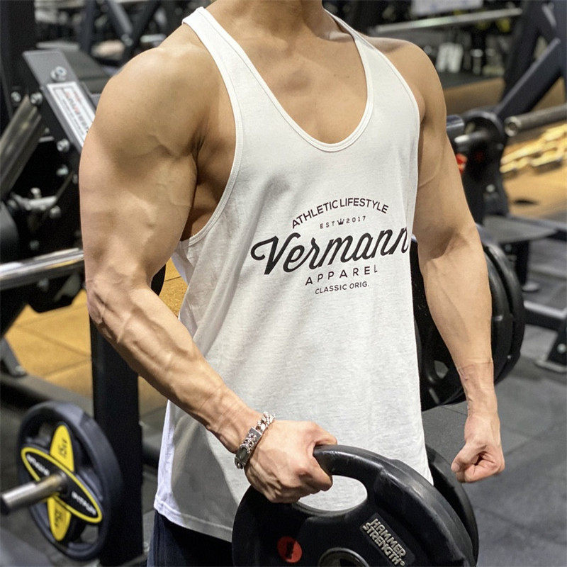 肌肉男士运动健身背心棉质吸湿排汗弹力修身休闲无袖工字背心上衣