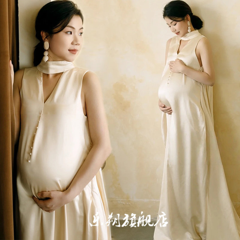 孕妇照写真影楼新款法式简约风高级感孕妈咪大肚艺术照衣服在家拍
