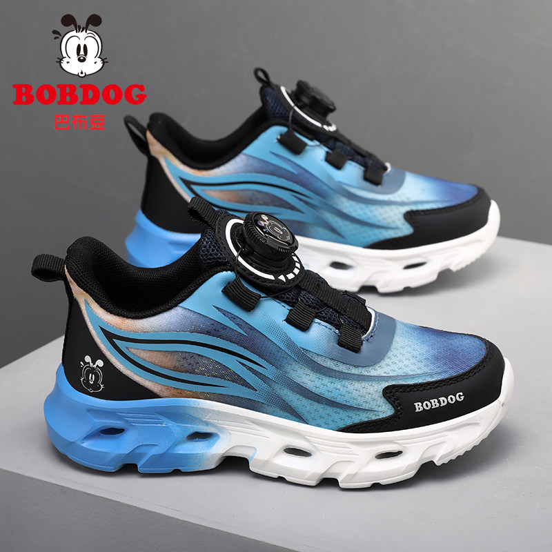 巴布豆男童鞋网布低帮透气旋转扣运动鞋防滑耐磨减震2026新款软底