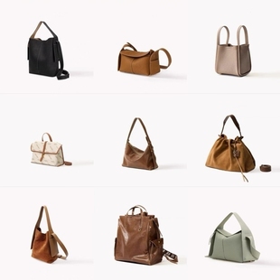 大容量通勤hobo单肩双肩斜挎腋下托特通勤极简植鞣皮公文女包包男