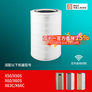 适配352空气净化器x50s/x60s滤芯除雾霾甲醛识别x63 Pet滤网x66c