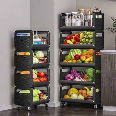 厨房菜篮子置物架多层落地小推车