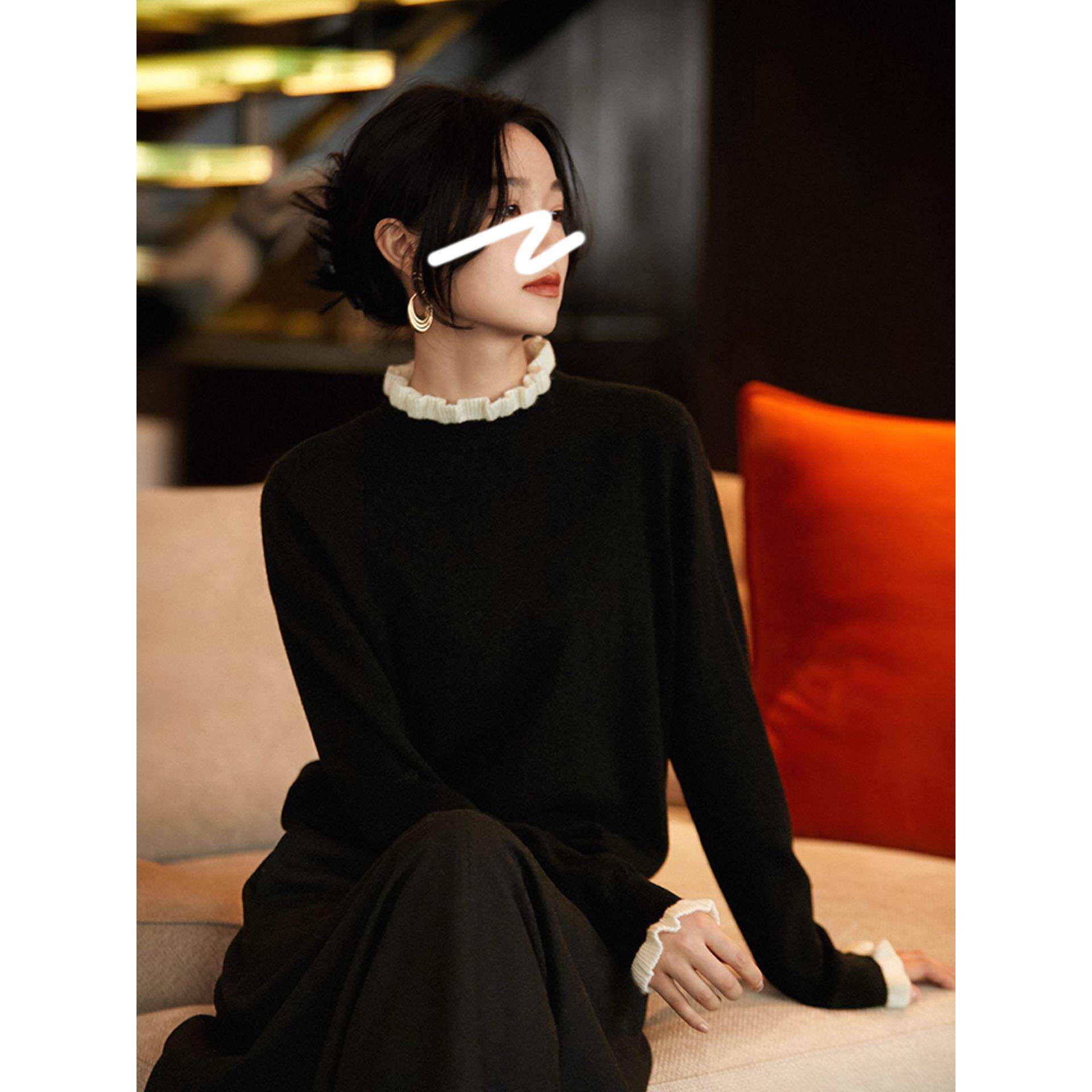 JOYIASS木耳边针织衫女装秋季2025新款外贸原单设计感洋气毛衣假