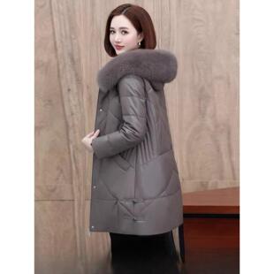 JOYIASS2025冬季新款爆款时尚皮衣服女款中长款绵羊皮衣大码袄外