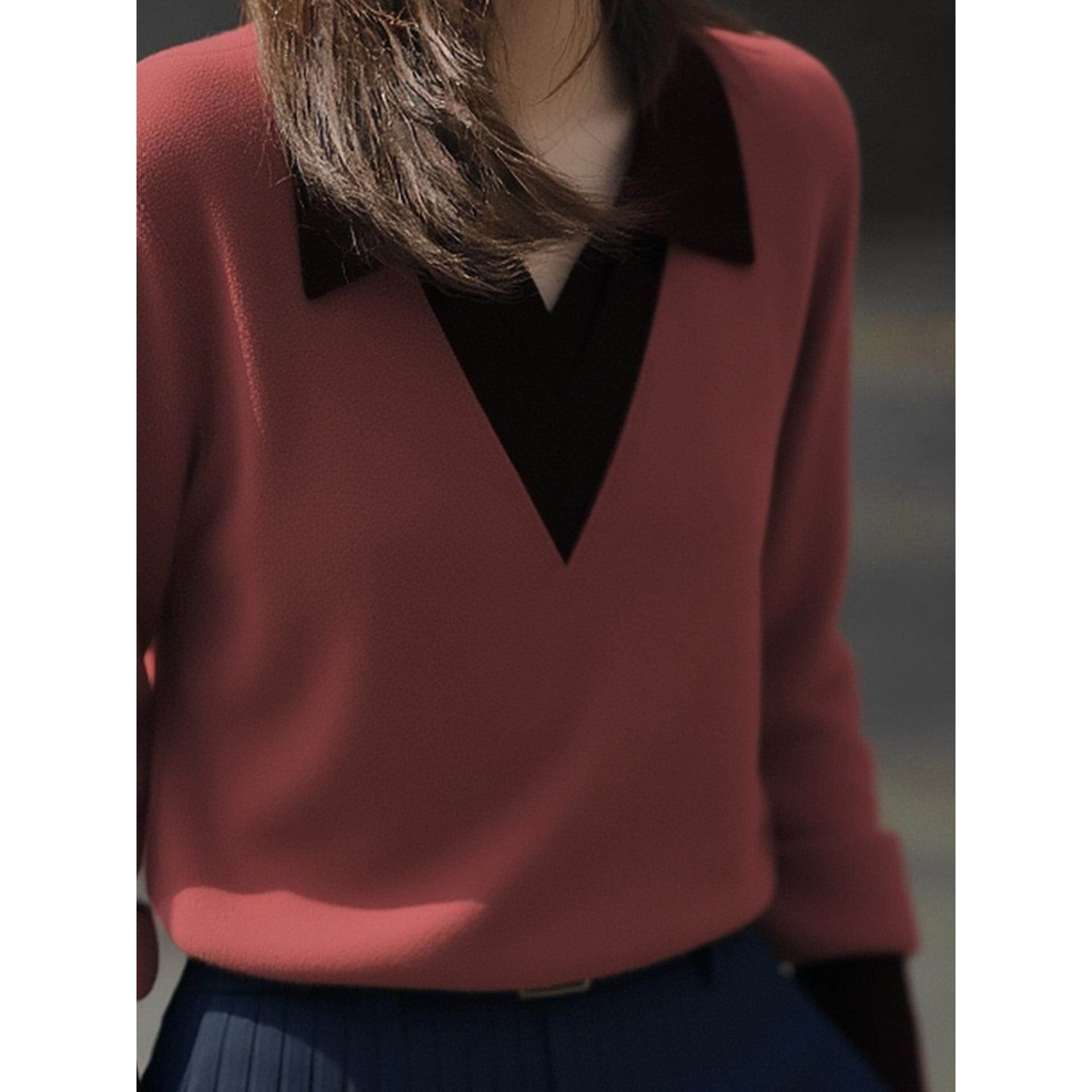 JOYIASS安格拉红色polo领针织毛衣女装秋冬季2025新款外贸原单流
