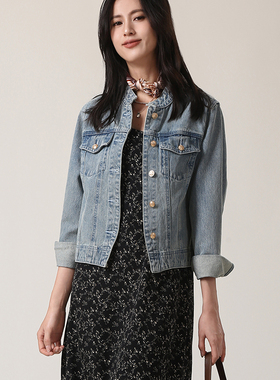 那禾春季新品纯棉短款牛仔外套女宽松休闲上衣NW51DZ0018