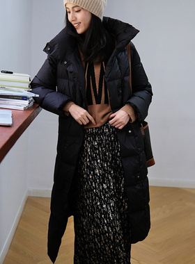 那禾冬季新款立领白鹅绒羽绒服女长款外套NW34RR0301