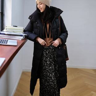 那禾冬季新款立领白鹅绒羽绒服女长款外套NW34RR0301