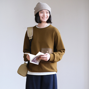 那禾新品 圆领贴袋设计感休闲百搭卫衣女ND61VY0302