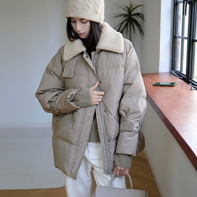 那禾休闲常规带毛领羽绒服