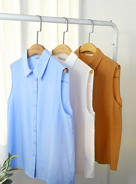 那禾新款无袖衬衫领内搭打底衫女NT41BQ0253