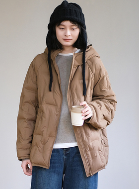 那禾新品短款连帽白鸭绒羽绒服时尚百搭上衣女NW54RR0104