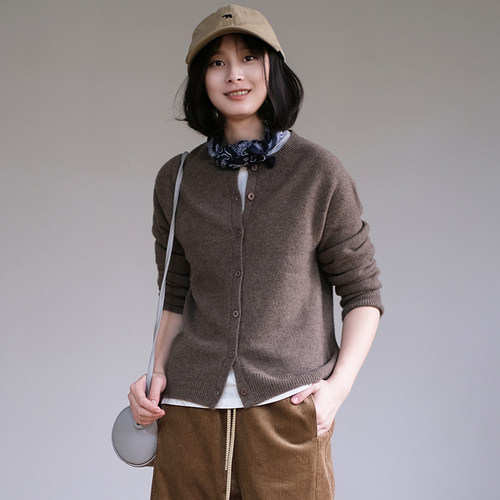 那禾新品绵羊毛山羊绒长袖毛衣开衫女ND54TH5779