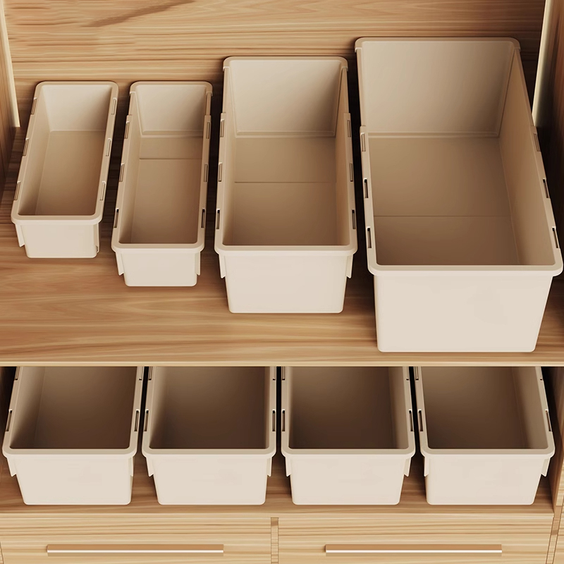 可伸缩橱柜收纳盒抽屉式桌面零食杂物厨房整理盒深柜直角储物盒子