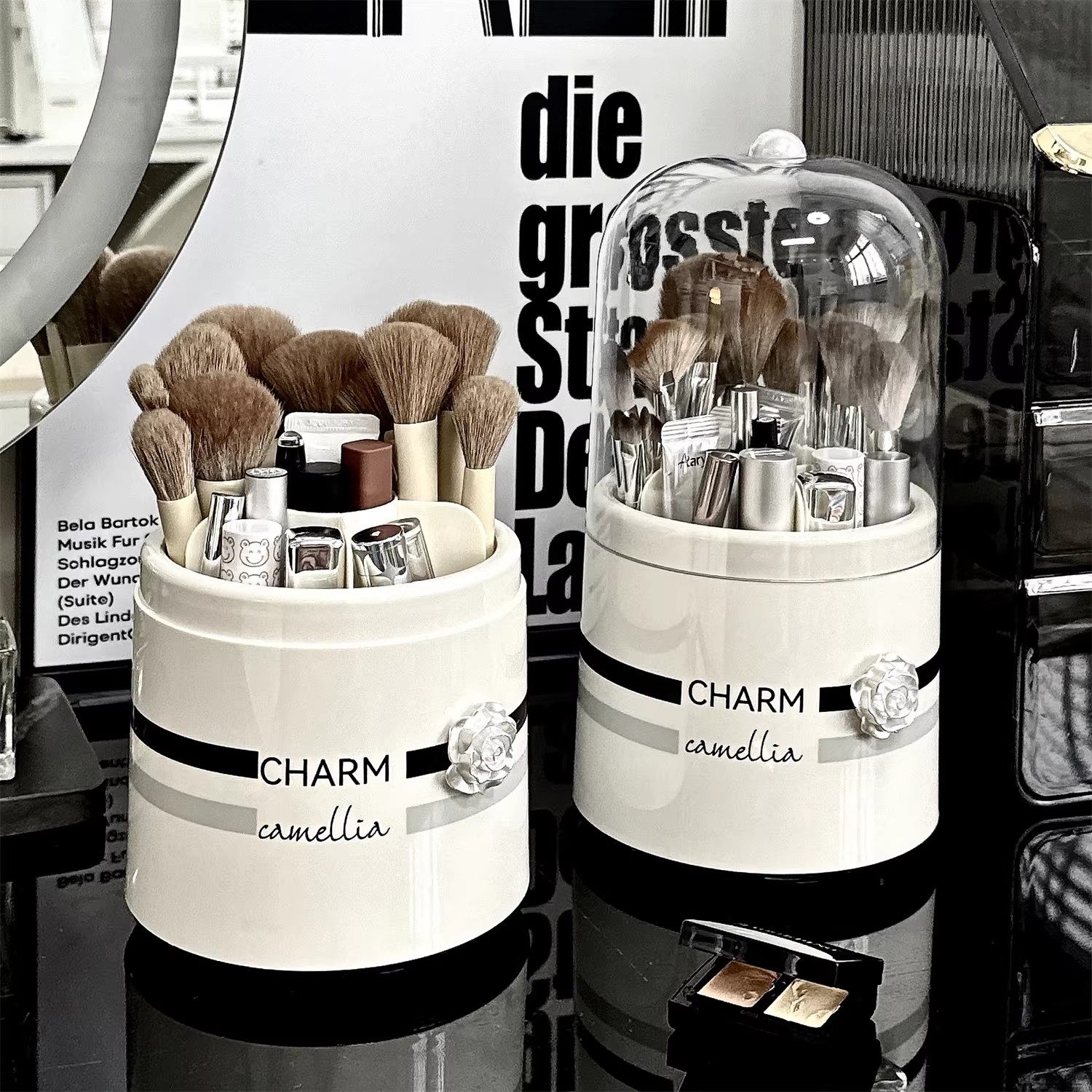 高级感化妆刷收纳桶大容量口红置物架防尘旋转筒桌面化妆品收纳盒,收纳整理,化妆刷收纳盒/桶,淘宝优惠券,粉丝福利购,淘宝优惠卷