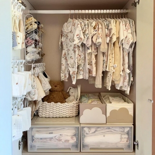 宝宝衣柜收纳神器婴儿小方巾口水巾挂钩儿童帽子袜子架衣物收纳箱