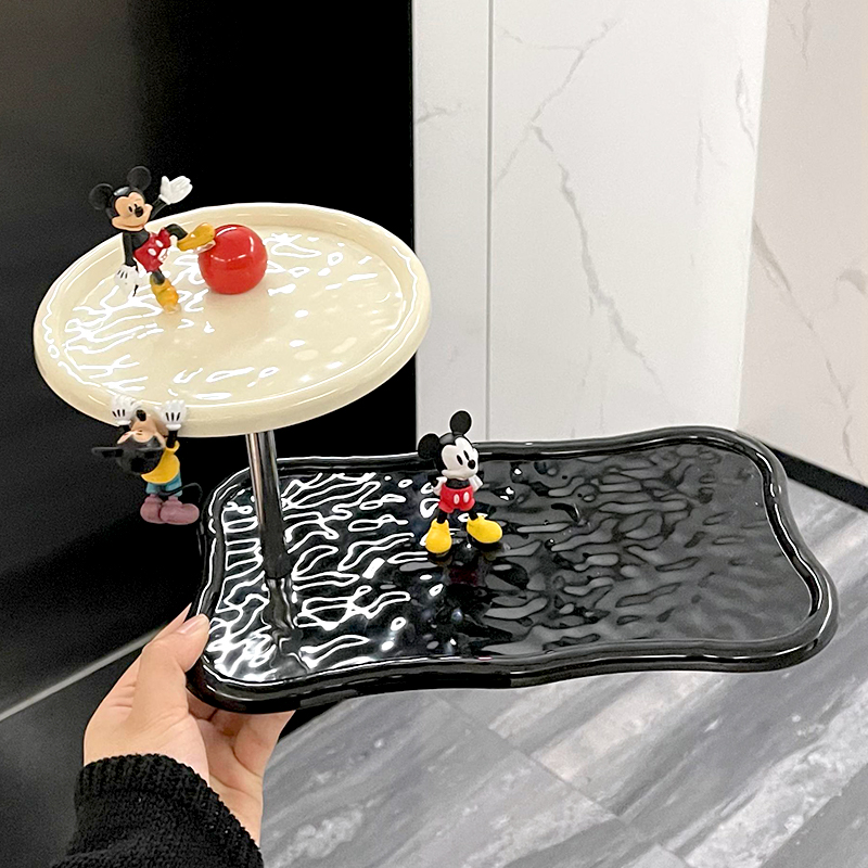 奶油风玄关置物架水波纹入户钥匙杂物收纳托盘香水首饰摆件收纳架