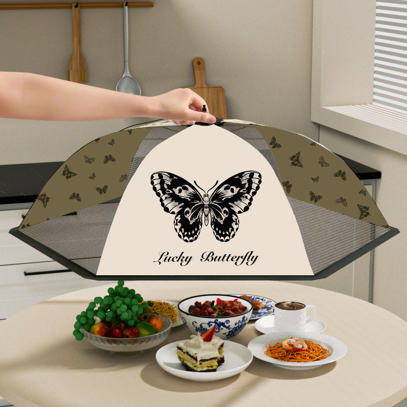 菜罩新款家用可折叠餐桌罩简约大蝴蝶欧式饭菜罩子防尘防蝇饭菜罩