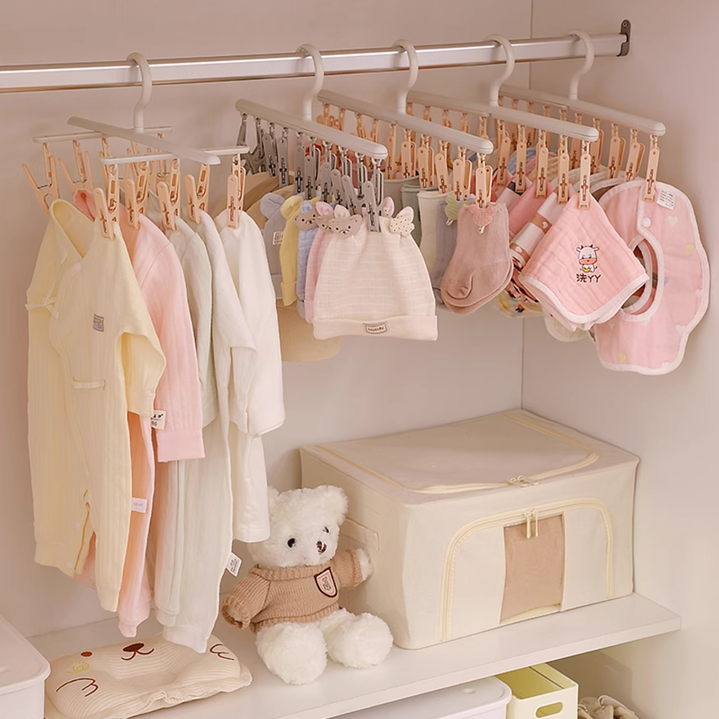 儿童衣架多夹子袜子晾晒架