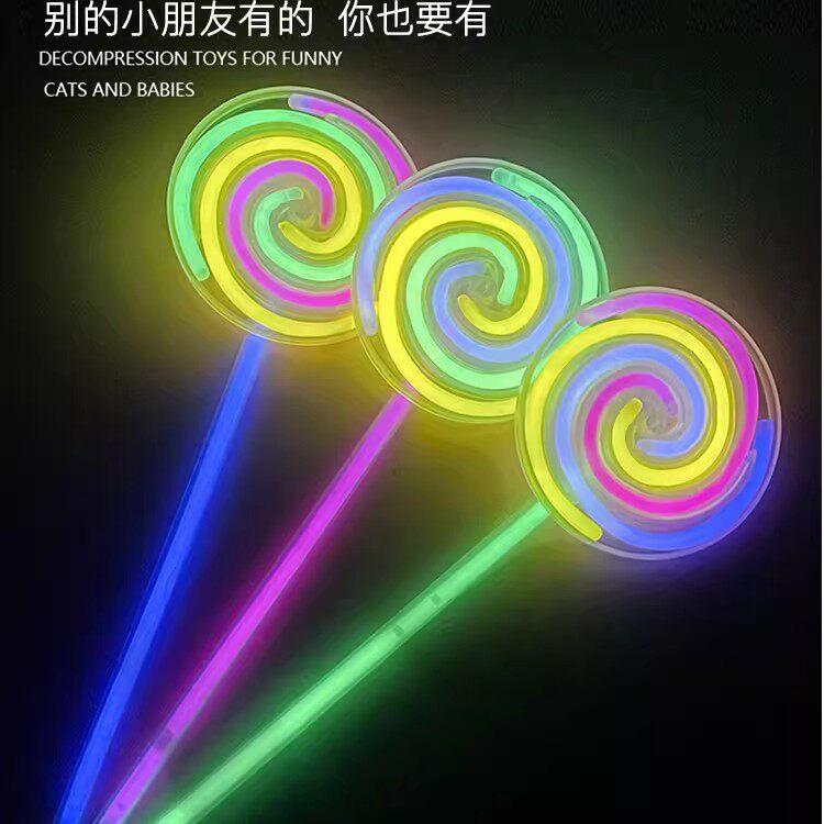 半自动萤光棒棒糖发光旋转风车夜光玩具萤光棒驾车个人用品彩色棒