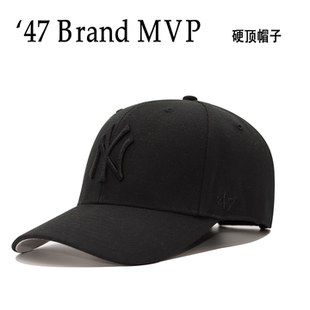 47Brand MVP MLB硬顶NY棒球帽男女潮牌遮阳LA黑色大头围帽子百搭